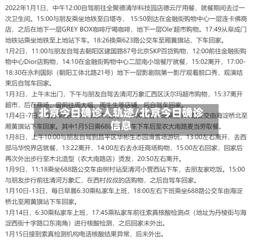 北京今日确诊人轨迹/北京今日确诊信息