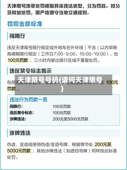 天津限号号码(请问天津限号)
