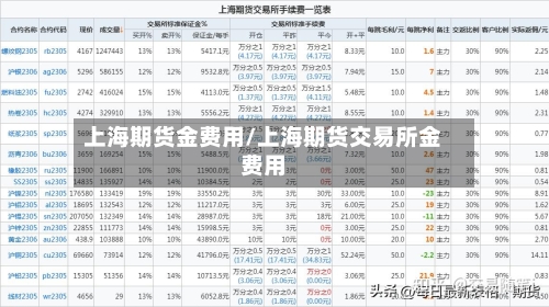 上海期货金费用/上海期货交易所金费用