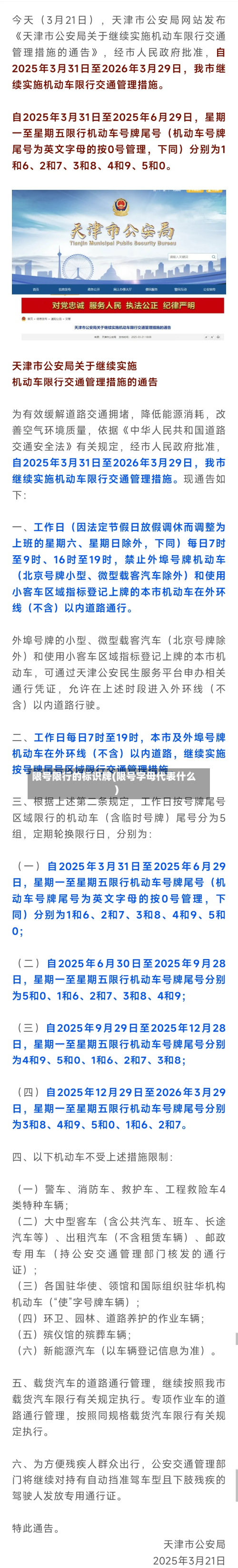 限号限行的标识牌(限号字母代表什么)
