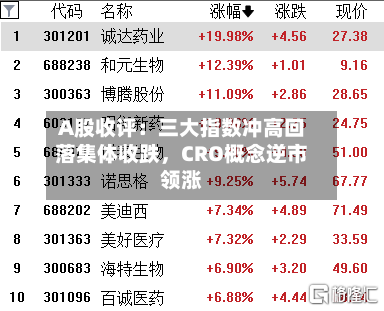 A股收评：三大指数冲高回落集体收跌，CRO概念逆市领涨-第2张图片