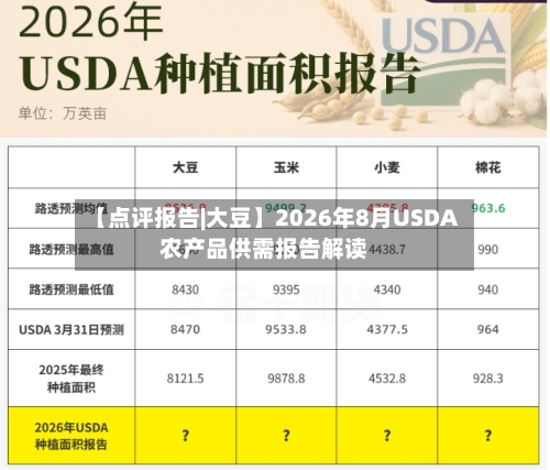 【点评报告|大豆】2026年8月USDA农产品供需报告解读-第1张图片