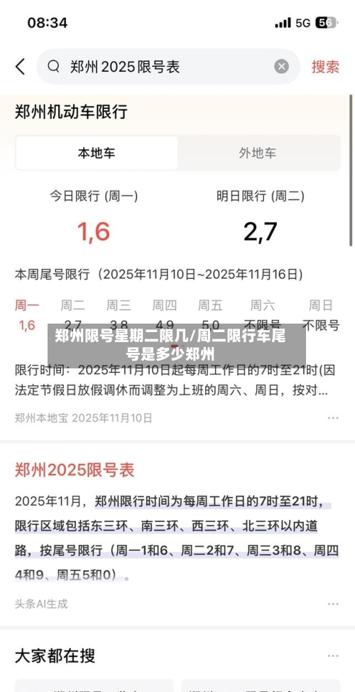 郑州限号星期二限几/周二限行车尾号是多少郑州-第3张图片