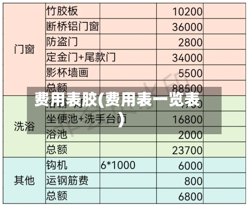 费用表胶(费用表一览表)