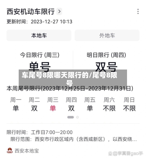 车尾号8限哪天限行的/尾号8限号