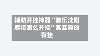 辅助开挂神器“微乐沈阳麻将怎么开挂	”其实真的有挂-第3张图片