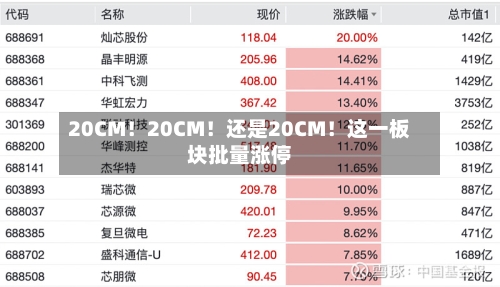 20CM！20CM！还是20CM！这一板块批量涨停
