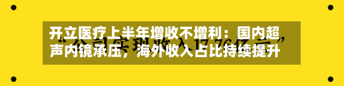开立医疗上半年增收不增利：国内超声内镜承压，海外收入占比持续提升-第1张图片