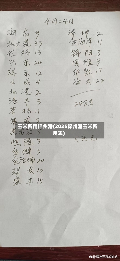 玉米费用锦州港(2025锦州港玉米费用表)