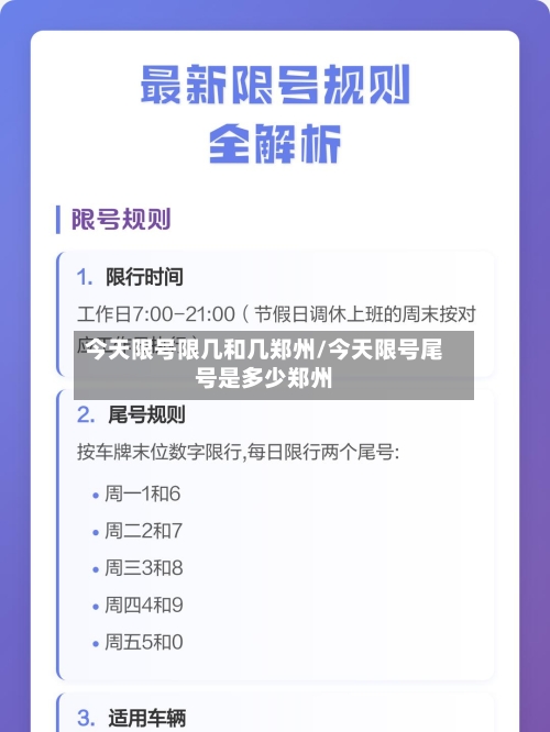 今天限号限几和几郑州/今天限号尾号是多少郑州