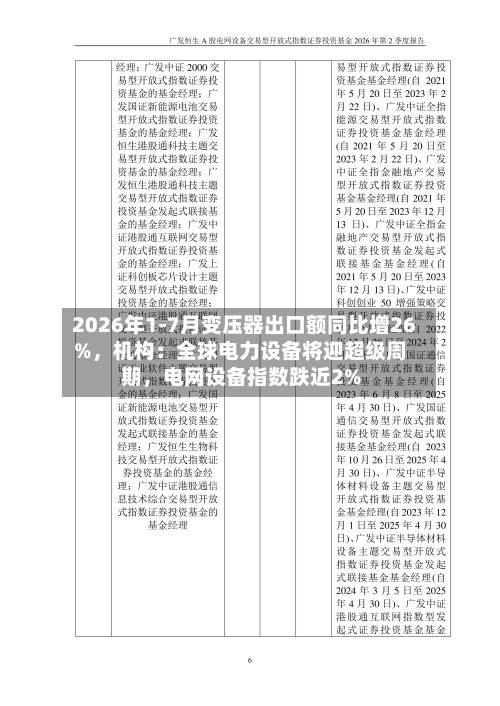 2026年1-7月变压器出口额同比增26%，机构：全球电力设备将迎超级周期	，电网设备指数跌近2%-第2张图片